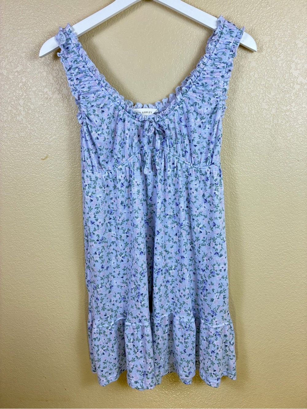 Laura Ashley Lavender Floral Smocked Ruffle Strap Nightgown